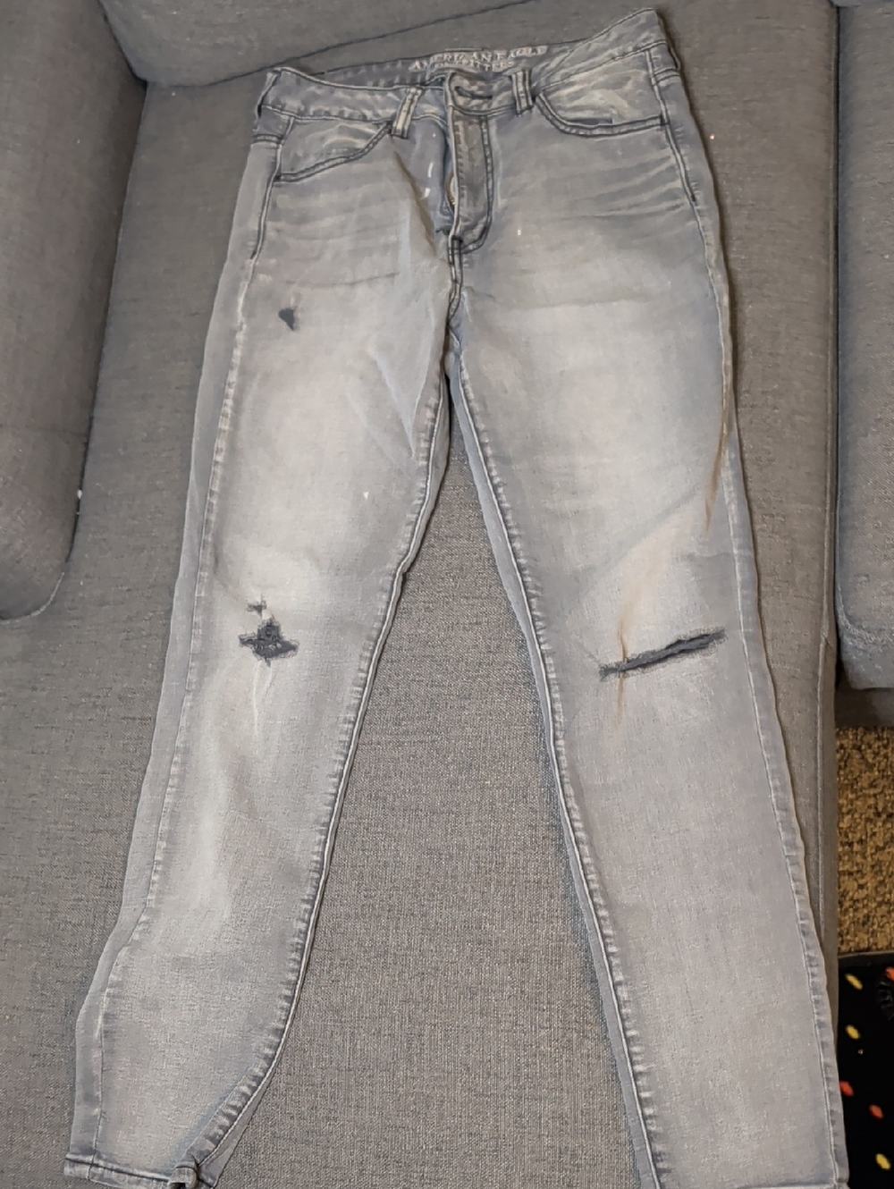 American Eagle Hi Rise Stretch Skinny Gray Jean